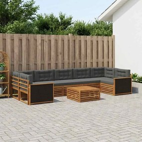 vidaXL Σειρά Καναπέ Εξωτερικού 8 pcs Φυσικό και Ανθρακί