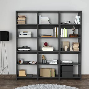 Βιβλιοθήκη Rabuku pakoworld σε ανθρακί απόχρωση 146x22x123εκ (1 τεμάχια)