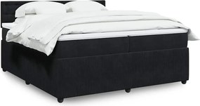 vidaXL Κρεβάτι Boxspring με Στρώμα Μαύρο 200x200 εκ. Βελούδινο