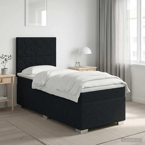 vidaXL Κρεβάτι box spring με στρώμα Μαύρο 90 x 190 cm Ύφασμα