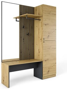 AURORA-1  Έπιπλο Εισόδου Artizan Oak/Ανθρακί Μ150xΠ40xΥ189.5