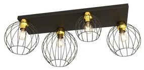 Πλαφονιέρα Φωτιστικό Οροφής 4xE27 Πλέγμα Nest Emibig  1370/4 Μαύρο-Χρυσό