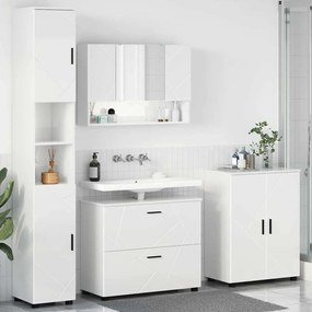 vidaXL Σετ Επίπλων Μπάνιου 4 pcs Γυαλιστερό λευκό 30 x 35 x 192 εκ.