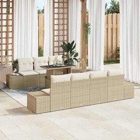 vidaXL Σετ Καναπέ Κήπου με μαξιλάρι 8 pcs Μπεζ και Κρέμα
