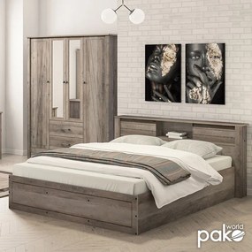 Κρεβάτι διπλό Tara pakoworld rustic oak 160x200εκ (1 τεμάχια)