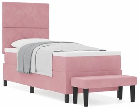 vidaXL Κρεβάτι με ελατήρια με στρώμα Ροζ 80 x 200 cm Βελούδο