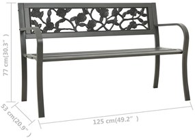 vidaXL Παγκάκι Κήπου Γκρι 125 εκ. Ατσάλινο