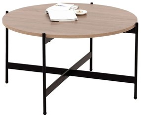 Τραπέζι Σαλονιού HM9588.03 Φ80x45cm Με Μαύρη Μεταλλική Βάση Sonoma Mdf,Μέταλλο