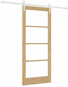 vidaXL Συρόμενη Πόρτα Καφέ 86 x 198.5 cm Μασίφ ξύλο πεύκου