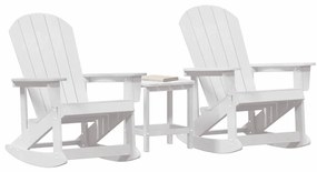 vidaXL Σετ Ξαπλώστρας Κήπου 3 pcs Λευκό HDPE