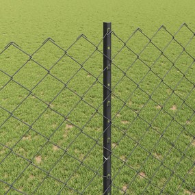 vidaXL Φράχτης αλυσίδας με στήλη 25 x 1,5 m Γαλβανισμένος Χάλυβας Γκρι