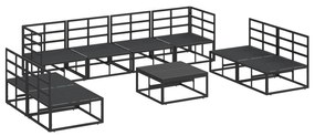 vidaXL Σετ Καναπέ Κήπου 9 pcs Μαύρο 70 x 70 x 32 εκ Αλουμίνιο