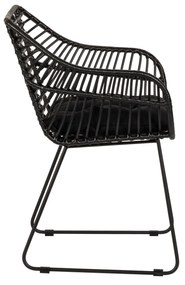 Πολυθρόνα Κήπου KALAMBO Μαύρο Αλουμίνιο/Rattan 56x57x81cm