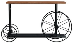 Κονσόλα Bike pakoworld χρώμα μαύρο-καρυδί 148x28x85εκ