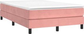 vidaXL Κρεβάτι Boxspring με Στρώμα Ροζ 120x190 εκ. Βελούδινο