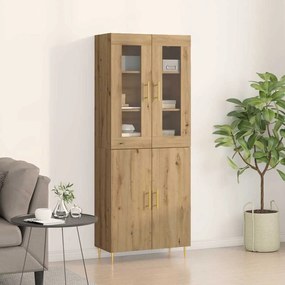 vidaXL Υψηλό Ντουλάπι Μασίφ Δρυς 69.5x34x180 εκ Επεξεργασμένο Ξύλο