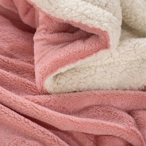 Κουβέρτα Fleece Αγκαλιάς Με Γουνάκι (75x90) Anna Riska 2 Blush Pink