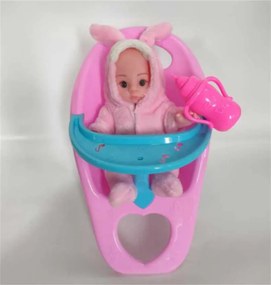 Κούκλα μωρό με καρεκλάκι φαγητού - 663 - 917395