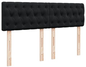 Κρεβάτι Boxspring με Στρώμα Μαύρο 140x190 εκ. Βελούδινο - Μαύρο