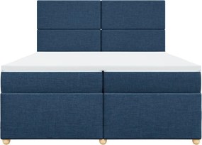 vidaXL Κρεβάτι Boxspring με Στρώμα Μπλε 200x200 εκ. Υφασμάτινο