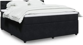 vidaXL Κρεβάτι Boxspring με Στρώμα Μαύρο 180x200 εκ. Βελούδινο