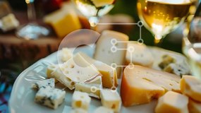 Σετ των 2 Intra Συλλεκτικό Ξύλινο Παζλ Plywood 4mm - Πιάτο με διάφορα τυριά και λευκό κρασί Σε Ξύλινο Κουτί - Διαστάσεις: 10x10 cm – 25 κομμάτια