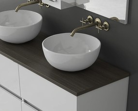 Drop Luxus 120x41 White Gloss Top MDF - Πάγκος με Νιπτήρα &amp; Καθρέπτη