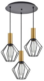 Φωτιστικό Οροφής Adept Tube 77-8621 37x37x300cm 3xE27 60W Black-Gold Homelighting