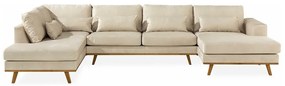 Γωνιακός Καναπές Seattle K101, Beige, 351x202x85cm, Πόδια: Ξύλο, Ξύλο: Πεύκο | Epipla1.gr