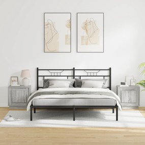 vidaXL κομοδίνα  με LED Φωτιστικά 2 τεμ Γκρι Σονομά 44x34,5x45 εκ
