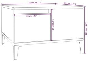 Τραπεζάκι Σαλονιού Καφέ Δρυς 55x55x36,5 εκ. Επεξεργασμένο Ξύλο - Καφέ