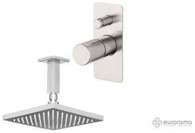 Eurorama OSO Μίκτης εντοιχισμού 2 εξόδων με εκτροπέα &amp; Ανακλινόμενη κεφαλή 30x30εκ &amp; μπράτσο οροφής 10εκ Inox Finish