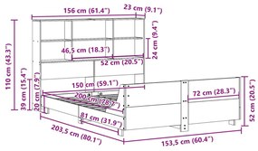 Σκελετός Κρεβ. Χωρίς Στρώμα Καφέ Κεριού 150x200 εκ Μασίφ Πεύκο - Καφέ