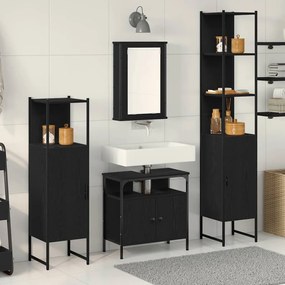 vidaXL Σετ Επίπλων Μπάνιου με ράφι 4 pcs Μαύρη δρυς 33 x 33 x 185.5 εκ