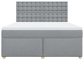 vidaXL Κρεβάτι Boxspring με Στρώμα Ανοιχτό Γκρι 180x200 εκ. Υφασμάτινο