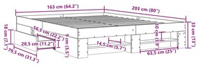 Πλαίσιο κρεβατιού χωρίς στρώμα 160x200 εκ. Επεξεργασμένο Ξύλο - Μαύρο