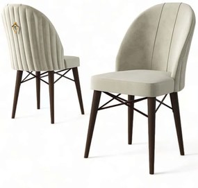 Καρέκλα Ritim Babyface (Σετ 4Τμχ) 240CHR1489 44x42x96cm Cream-Brown Μέταλλο,Ύφασμα