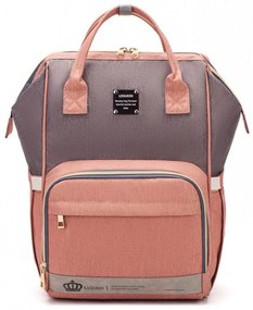 Τσάντα Μωρού Πλάτης B-254 39x30x22 Pink-Grey Lequeen Ύφασμα