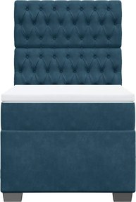 vidaXL Κρεβάτι Boxspring με Στρώμα Μπλε 100x200 εκ. Βελούδινο