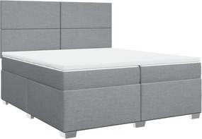 vidaXL Κρεβάτι Boxspring με Στρώμα Ανοιχτό Γκρι 200x200 εκ. Υφασμάτινο