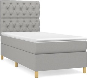 vidaXL Κρεβάτι Boxspring με Στρώμα Ανοιχτό Γκρι 80x200 εκ. Υφασμάτινο