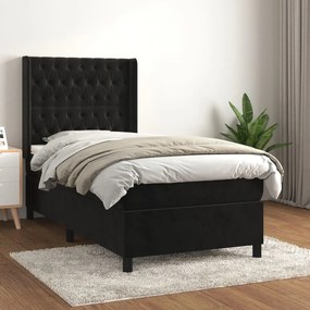 Κρεβάτι Boxspring με Στρώμα Μαύρο 80 x 200 εκ. Βελούδινο