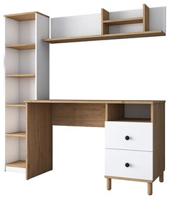 Γραφείο με βιβλιοθήκη Goldie pakoworld λευκό-φυσικό 160x50x161.8εκ 182-000059