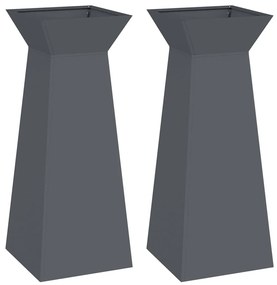 vidaXL Γλάστρες στον Κήπο 2 τεμ με Κουβά Ανθρακί 40x40x100 εκ Χάλυβας
