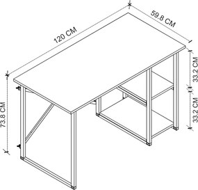 Γραφείο εργασίας Odeon Megapap χρώμα rustic καρυδί 120x59,8x73,8εκ.