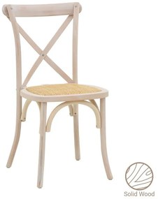 Καρέκλα Dylon στοιβαζόμενη white wash ξύλο οξιάς-έδρα φυσικό rattan 48x52x89εκ 48x52x89 εκ.