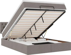vidaXL Οθωμανικό κρεβάτι με στρώμα &amp; LEDs τεφρόχρουν χρώμα Ύφασμα