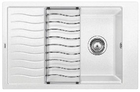 Blanco Elon XL 6 S White SILGRANIT™ PuraDur™ Γρανιτένιος Νεροχύτης Ένθετος με 1 Γούρνα και Πλέγμα Αποστράγγισης 78x50cm