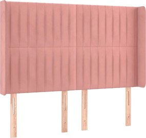 vidaXL Κρεβάτι Boxspring με Στρώμα &amp; LED Ροζ 140x190 εκ. Βελούδινο