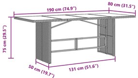 ΤΡΑΠΕΖΙ ΚΗΠΟΥ ΜΕ ΓΥΑΛΙΝΗ ΕΠΙΦΑΝΕΙΑ ΚΑΦΕ 190X80X75ΕΚ ΣΥΝΘ. ΡΑΤΑΝ 365603